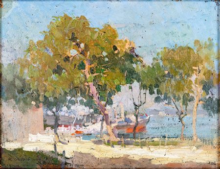 Giovanni Brancaccio (1:Principale) (Pozzuoli, 1903 - Napoli, 1975) 
Marina 
Olio su cartone cm 21x28