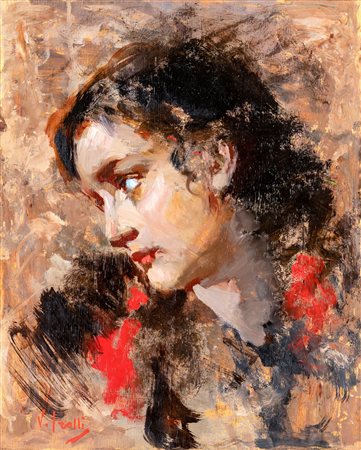 Vincenzo Irolli (1:Principale) (Napoli, 1860 - Napoli, 1942) 
Testina 
Olio su tavola cm 41x33