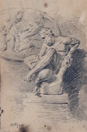 Anonimo, fine XIX/inizio XX secolo ( - ) 
Studio per scultura 
matita su carta cm 15x10 - in cornice cm 26x21