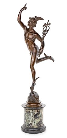  
Mercurio in bronzo brunito, XIX secolo 
 altezza cm 70
