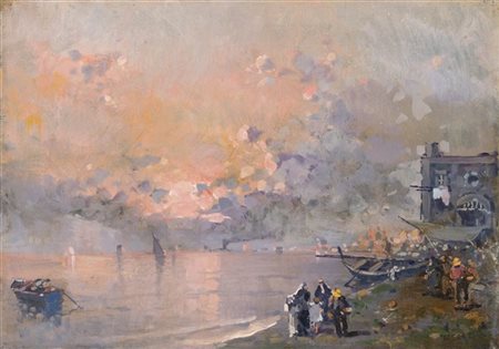 Nicolas De Corsi "Golfo di Napoli al tramonto" 
olio su tela (cm 35x50)
Firmato
