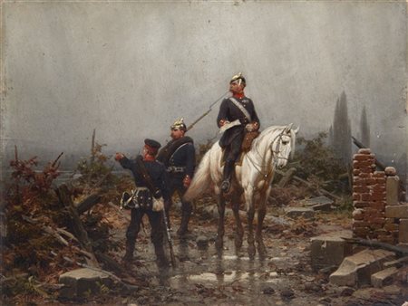 Christian I Sell "Soldati prussiani" 1880
olio su tavola (cm 20,5x27)
Firmato e