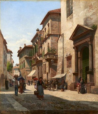 Johannes August Fischer "Via Scala, Verona" 1887
olio su tela (cm 103x87)
Firmat