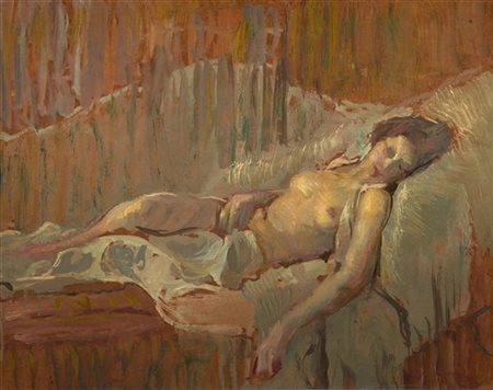 Giuseppe Amisani "Nudo femminile" 
olio su faesite (cm 41,5x53)
Firmato in basso