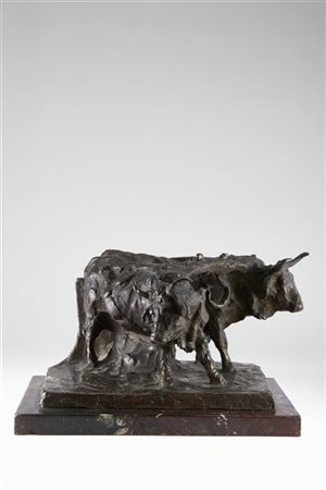 Ernesto Bazzaro "Carro di buoi" 1916
scultura in bronzo (cm 15x24) poggiante su