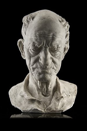 Aimé Jules Dalou "Tête paysan" 
scultura in gesso (h cm 34) 
Firmata alla base
(