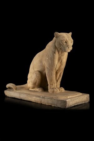 Piero Palazzolo "Pantera a riposo" 
scultura in gesso (cm 35x44x20) 
Firmata all