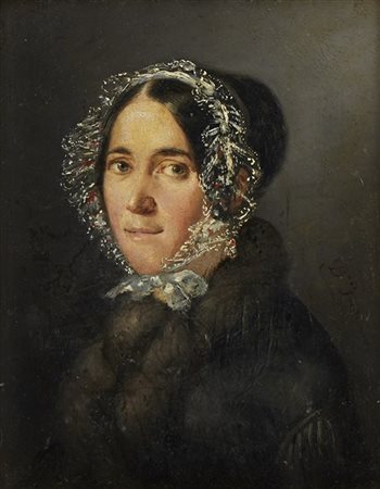 Domenico Induno "Ritratto femminile" 
olio su cartone pressato (cm 19,5x15,5)
Fi