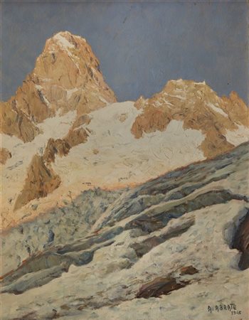 Angelo Abrate "Verso la luce (Grandes Jorasses)" 1945
olio su compensato (cm 44x