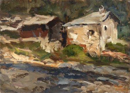 Beppe Ciardi "Paesaggio alpestre" 
olio su cartone (cm 35x50)
Firmato in basso a