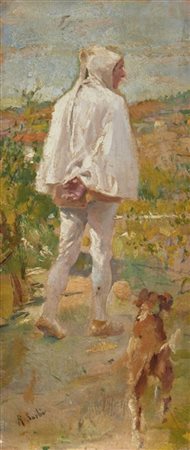 Raffaello Sorbi "Giotto" 
olio su tavola (cm 18,5x8)
Firmato in basso a sinistra