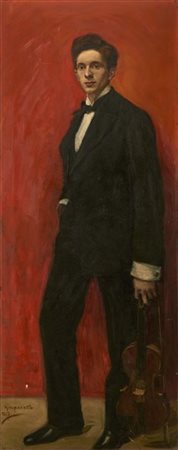 Miro Gasparello "Il violinista" 913
olio su tela (cm 200x79,5)
Firmato e datato