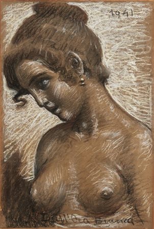 Angelo Dall'Oca Bianca "Nudo femminile" 1941
tecnica mista su carta applicata a