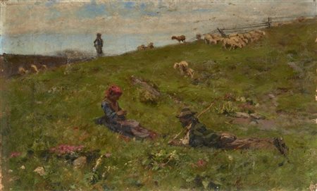 Uberto dell' Orto "Idillio dei pastori" 
olio su tela (cm 33x54)
In cornice 
(di