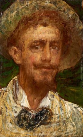 Angelo Dall'Oca Bianca "Autoritratto" 
olio su tavola (cm 45x28)
Locato Roma, tr