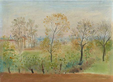Umberto Lilloni "Alberi a Collecchio" 1946
olio su tela (cm 40x55)
Firmato in ba
