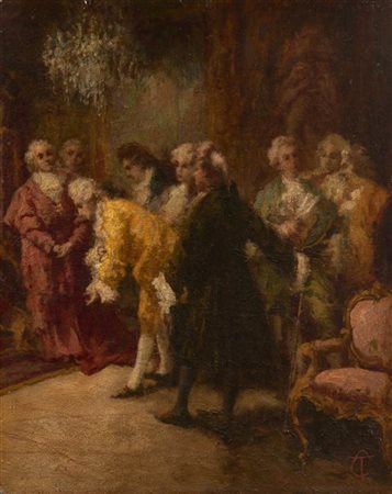 Tranquillo Cremona (Attribuito) "Il cardinale Mazzarino" olio su cartone (cm 56x44)Siglato