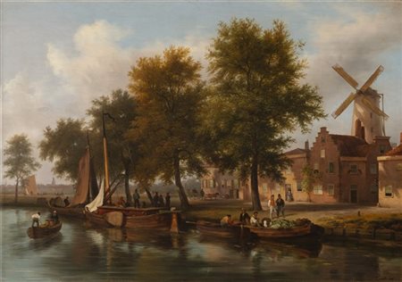 Giuseppe Canella "Canale olandese" 1831
olio su tela (cm 52x74,5)
Firmato e data