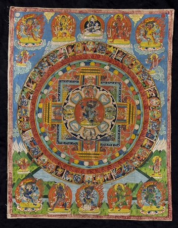 THANGKA CON IL CHANDA MAHAROSHANA MANDALA
Tibet o Nepal, XIX secolo