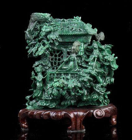 GRUPPO IN MALACHITE
Cina, XX secolo