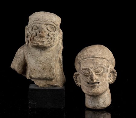 UNA TESTA E UN MEZZOBUSTO IN CERAMICA
Ecuador, cultura Jama-Coaque