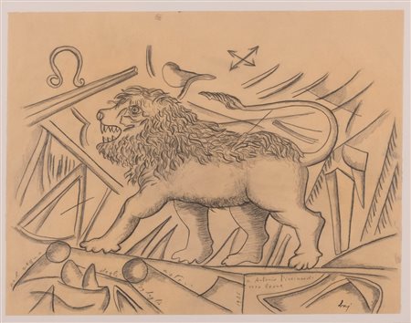 Enrico Baj (Milano, 1924 - Vergiate, 2003)  Nel segno degli astri - Vero Leone