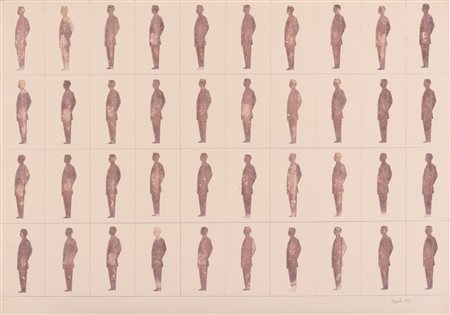 Renato Mambor (Roma, 1936 - Roma, 2014)  40 uomini timbro di profilo