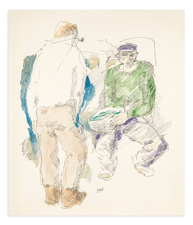 SAVINO LABÒ (1899-1976) - Senza Titolo (Pescatori scozzesi)