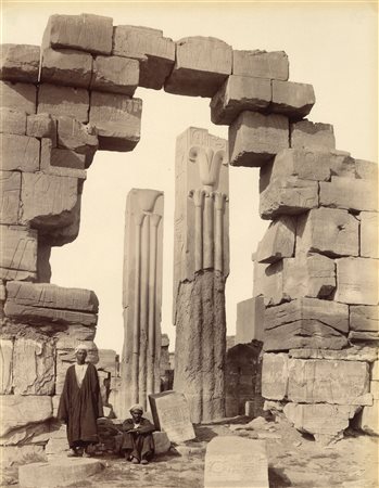 Antonio Beato (1825-1905)  - Karnak, Porte et Colonnes Lotus, 1880s
