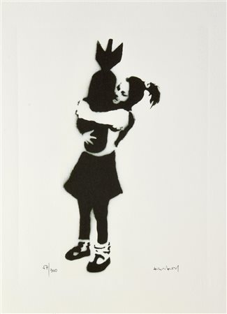 Da Banksy BOMB HUGGER eliografia su carta Arches, cm 38x28; es. 57/300...
