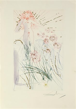 Salvador Dali' (1904 - 1989) THE BELOVED FEED BETWEEN THE LILIES...