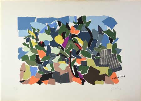 Renato Guttuso (1911 - 1987) AGRIG 1957 serigrafia su carta Fabriano, cm...