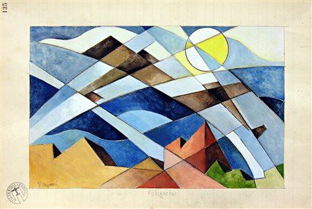 Vittorio Caproni FUTURAEREI tecnica mista su carta, cm 23x36 firma, titolo e...