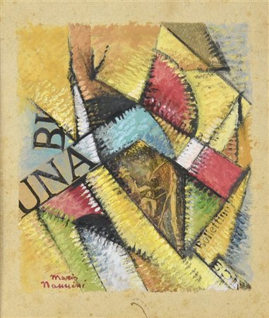 Mario Nannini (1895 - 1918) COMPOSIZIONE tecnica mista su carta, cm 18,5x15,5...