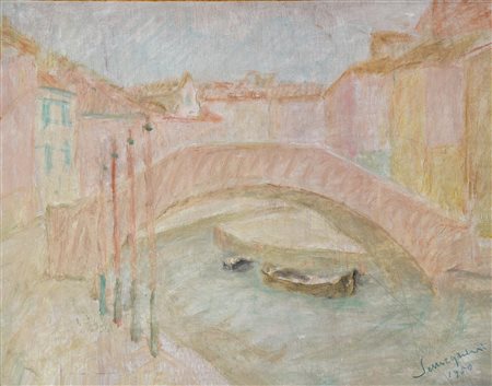 Pio Semeghini (1878 - 1964) CANALE A BURANO olio su tavola, cm 26x31,5 firma...