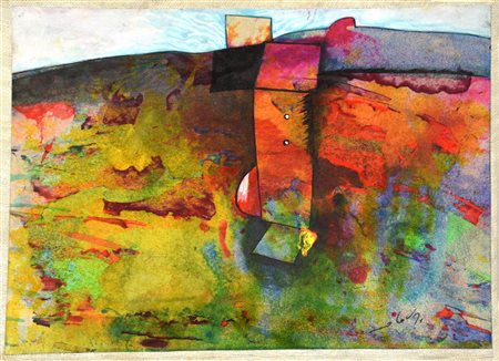 Gianni Dova (1925 - 1991) SENZA TITOLO acquerello e gouache su cartone...