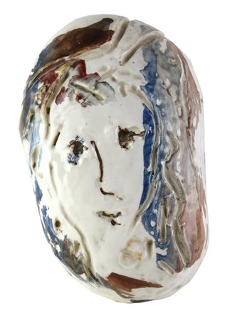 Ernesto Treccani (1920 - 2009) VOLTO FEMMINILE scultura in ceramica...