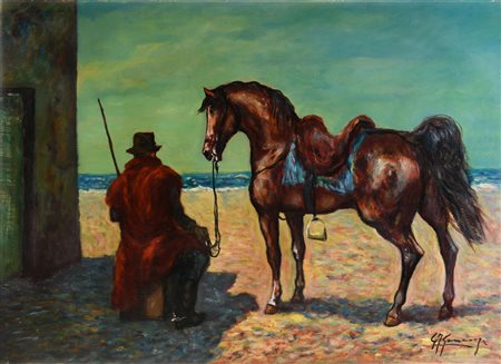 Giovan Francesco Gonzaga (1921 - 2007) LA SIESTA olio su tela, cm 50x70 firma...