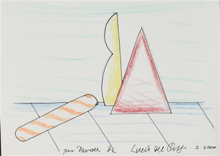 Lucio Del Pezzo (1933 - 2020) COMPOSIZIONE pastello su cartoncino, cm 11x15...