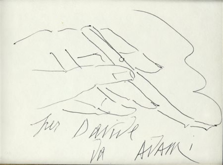 Valerio Adami (1935) SENZA TITOLO matita su cartone, cm 11x15 firma e dedica...