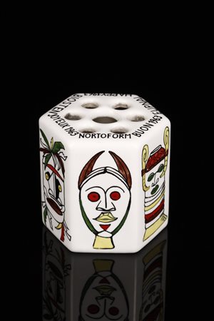  - Galbiati.
Vasetto portapenne 
ceramica policroma
.