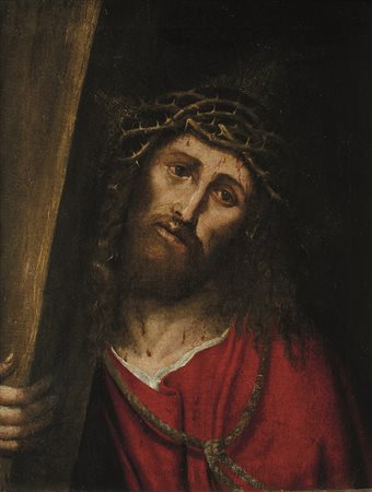 Montagna Bartolomeo, Cristo coronato di spine appoggiato alla croce