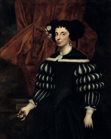 Scuola del XVII secolo Ritratto di nobildonna in abito nero