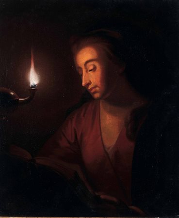Schalcken Godfried nei modi di, Giovane che legge alla luce di una lucerna