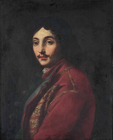 Scuola del XVII secolo Ritratto di uomo con giubba rossa