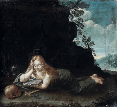 Scuola fiamminga del XVII secolo Maddalena penitente