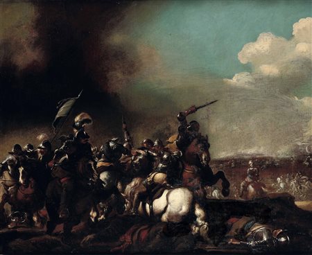 Scuola napoletana del XVII secolo Scontri di cavalleria