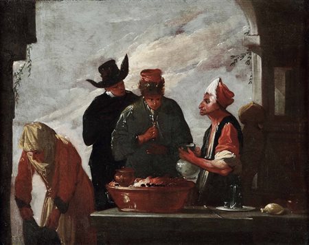 Scuola italiana del XVII secolo Personaggi intorno al braciere