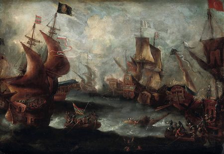 Scuola del XVIII secolo Scontro navale