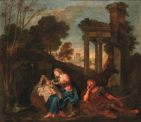 Scuola del XVIII secolo Riposo durante la fuga in Egitto